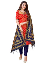 Red Banarasi Art Silk Woven Salwar Suit